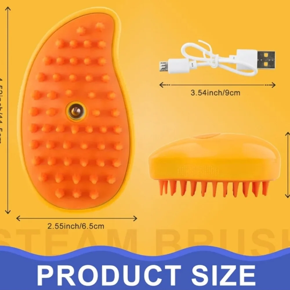 3-in-1 Steam Pet Brush Soft Silicone Massaging Cleaning Brush Cats & Dogs